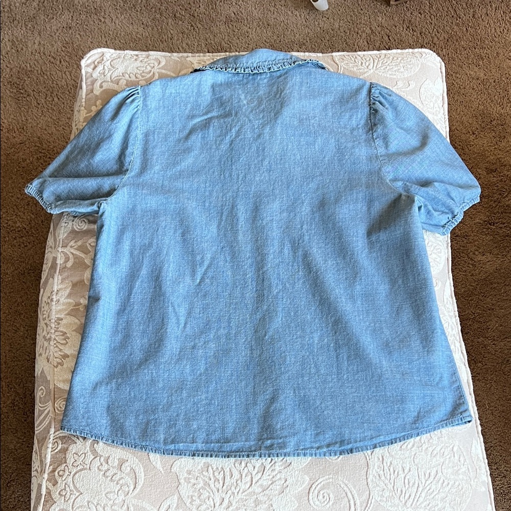 NWOT J. Crew Light Blue Denim Button-Front Short Sleeve Shirt - Picture 6 of 11